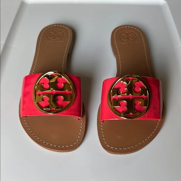 Tory Burch Miller NWOT slide sandal pink gold patent leather summer spring - Picture 4 of 10
